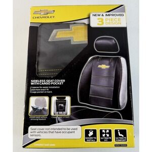 *BRAND NEW* Deluxe Plasticolor Chevrolet Vinyl Black Seat Cover Chevy Authentic!